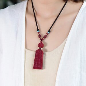Cinnabar Five Thunder Command Pendant Taoist Purple Gold Sand Large Character Five Thunder Command Men and Women Couple's Style Finely Woven Lanyard Pendant
