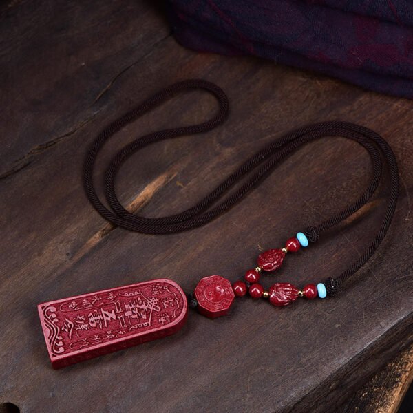 Cinnabar Five Thunder Command Pendant Taoist Purple Gold Sand Large Character Five Thunder Command Men and Women Couple's Style Finely Woven Lanyard Pendant - Image 5